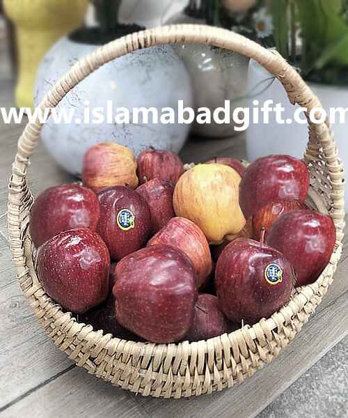 Fresh Apple in Cane Basket